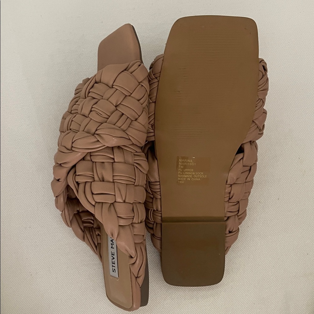 New Steve Madden Marina Slip-On Thick Woven Sandals- Nude-size 7 - Picture 4 of 5
